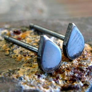 Minimalist tiny teardrop stud earrings handmade in sterling silver or 14k gold