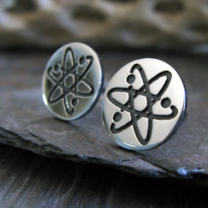 Atom stud earrings handmade in sterling silver