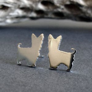 Yorkie Yorkshire Terrier dog stud earrings handmade in sterling silver or 14k gold image 4