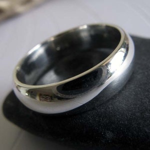 Sterling silver wedding ring. Artisan handmade 6mm domed band. Smooth polished finished. Classic jewelry. His or hers. image 3