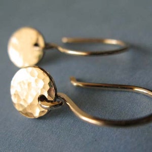 Minimalist tiny 14k gold filled disc earrings artisan handmade jewelry