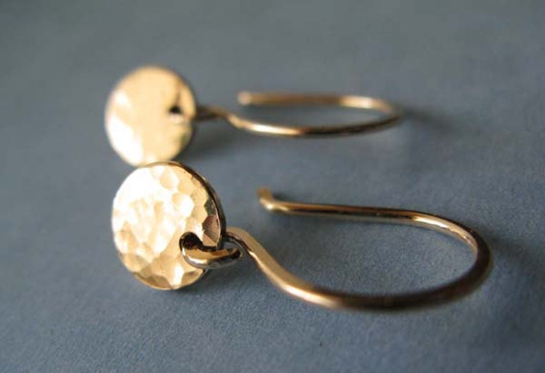 Minimalist Tiny 14k Gold Filled Disc Earrings Artisan Handmade | Etsy
