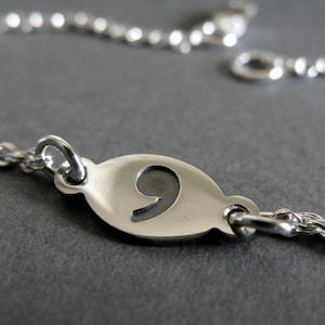 Dainty Comma Minimalist Chain Bracelet Handmade From Sterling Silver