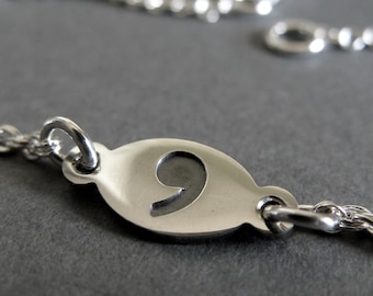 Dainty Comma pulsera de cadena minimalista hecha a mano de plata esterlina