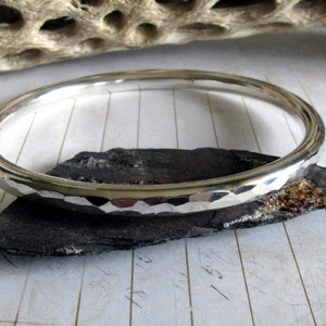 Handmade Chunky Sterling Silver Bangle Bracelet: Hammered Artisan Jewelry