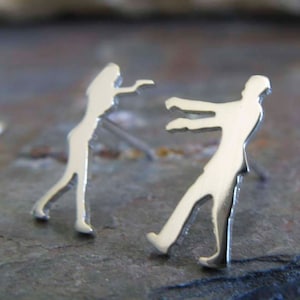 Zombie killer stud earrings handmade in sterling silver or 14k gold