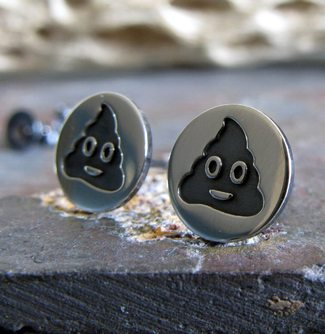 Poop Emoji Stud Earrings Handmade in Sterling Silver - Etsy