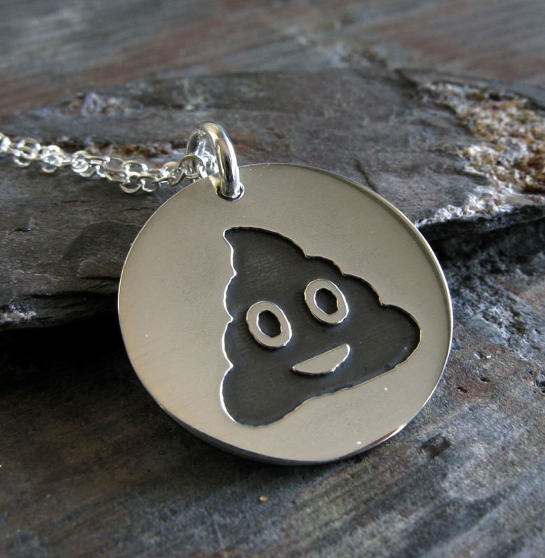 Poop Emoji Sterling Silver Pendant Necklace Etsy