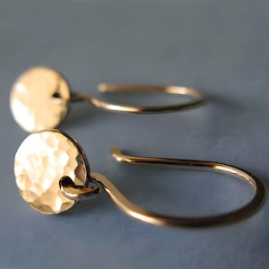 Minimalist tiny 14k gold filled disc earrings artisan handmade jewelry