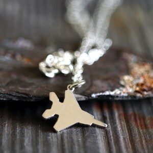 Tiny F15 Jet pendant necklace handmade from sterling silver or 14k gold filled