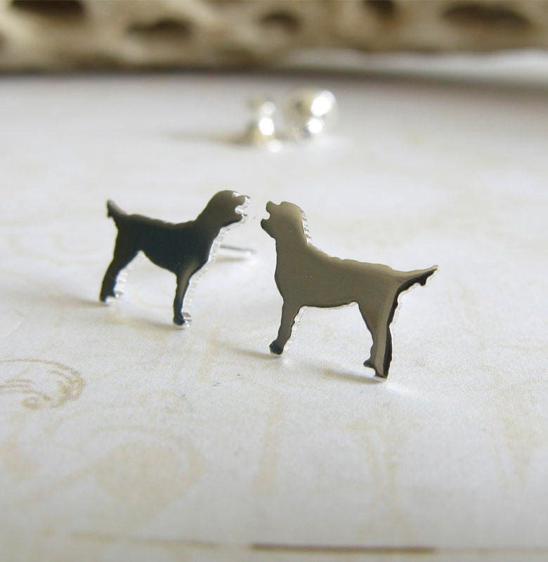 Labradoodle Dog Stud Earrings Handmade in Sterling Silver - Etsy