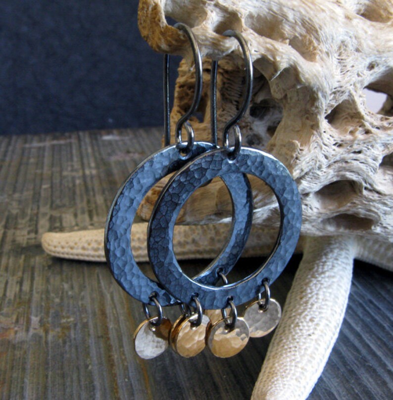 •GALAXY DAGGERS• lapis + mixed metal dangle earrings main image 0