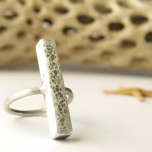 Rustic bar ring handmade from sterling silver