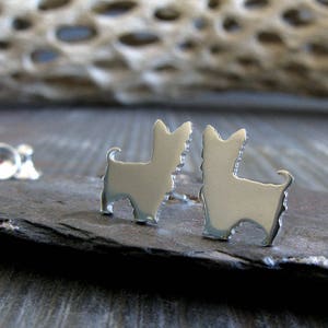 Yorkie Yorkshire Terrier dog stud earrings handmade in sterling silver or 14k gold image 6