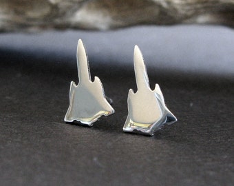 Sterling Silver or Gold SR-71 Blackbird Jet Stud Earrings: Military Jewelry