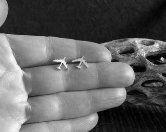 Sterling Silver or Gold B-52 Jet Stud Earrings: Military Airplane