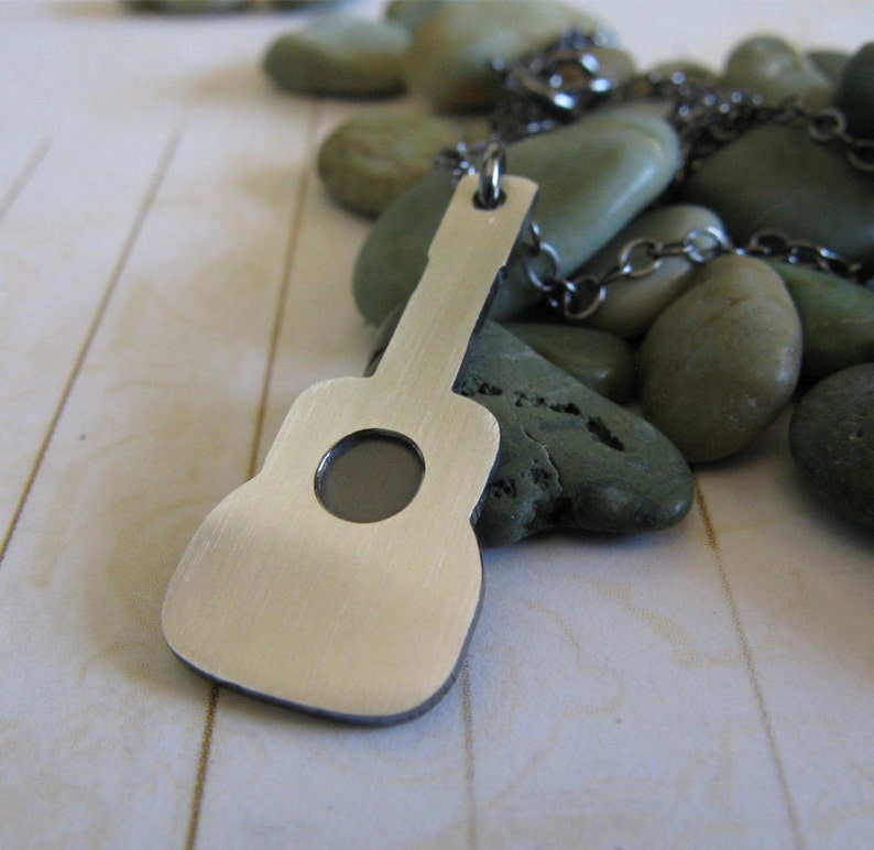 Acoustic Guitar Pendant Necklace. Sterling Silver Classical Etsy
