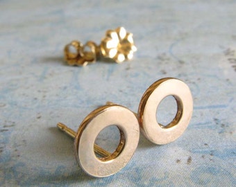 Simple 6mm donut washer studs handmade in sterling silver or 14k gold