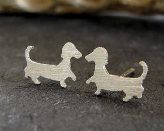 Oorstekers teckel worst hond handgemaakt van sterlingzilver