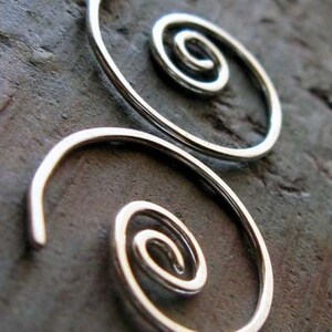 Dainty little spiral earrings minimalist jewelry handmade in sterling silver or 14k gold filled image 4