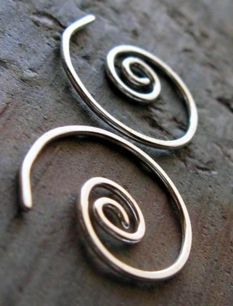 Dainty little spiral earrings minimalist jewelry handmade in sterling silver or 14k gold filled image 4
