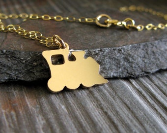 Train locomotive pendant necklace handmade from sterling silver or 14k gold filled