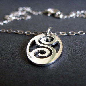 Dainty oval spiral pendant necklace handmade in sterling silver or 14k gold filled