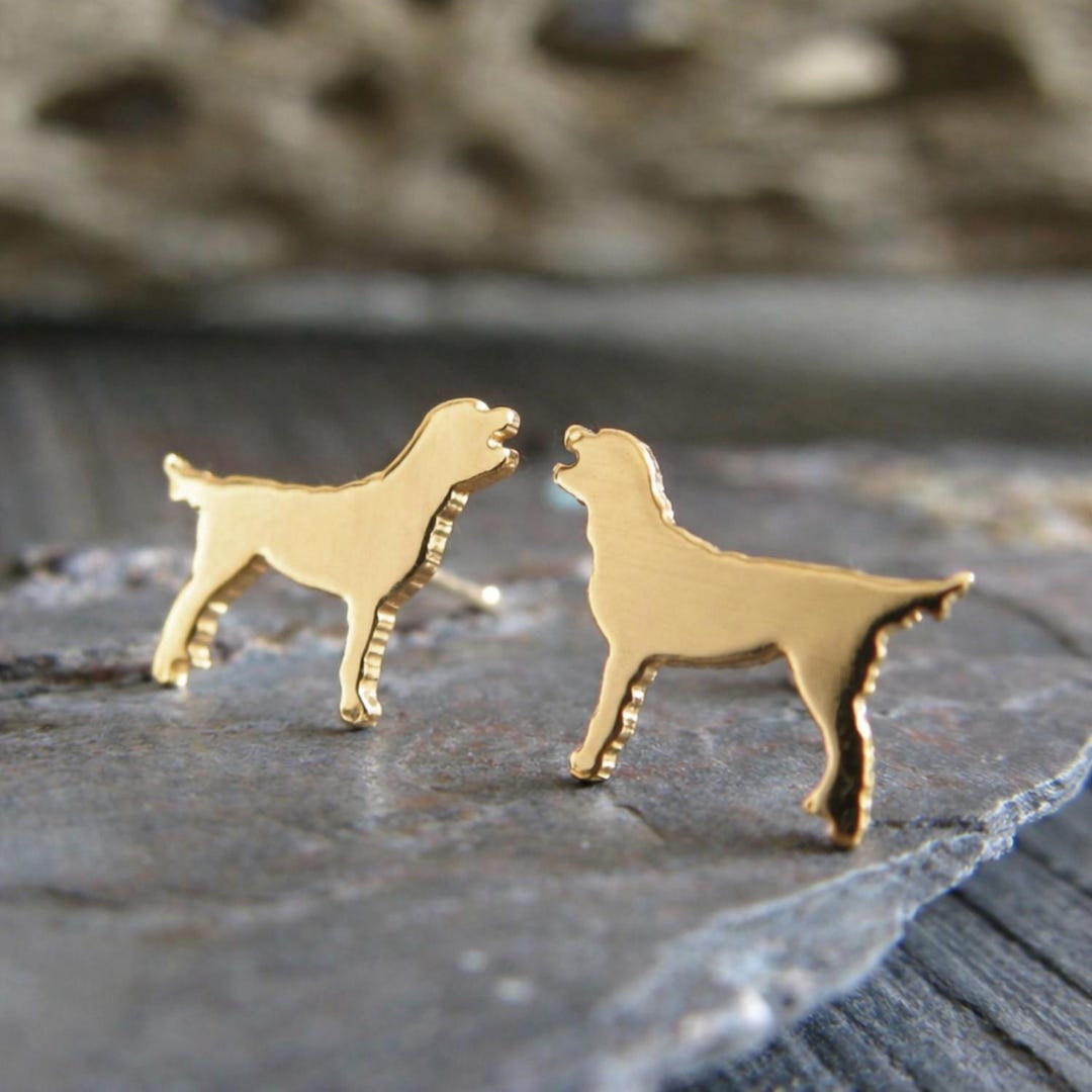 Labradoodle Dog Stud Earrings Handmade in Gold - Etsy
