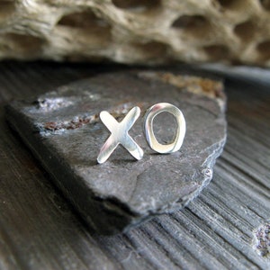 XO You choose letters dainty stud earrings handmade from sterling silver or 14k gold
