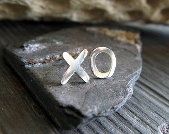 XO You choose letters dainty stud earrings handmade from sterling silver or 14k gold