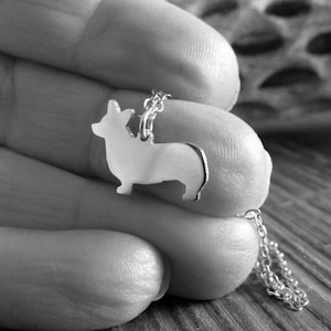 Tiny pembroke welsh corgi dog charm necklace handmade from sterling silver or 14k gold filled