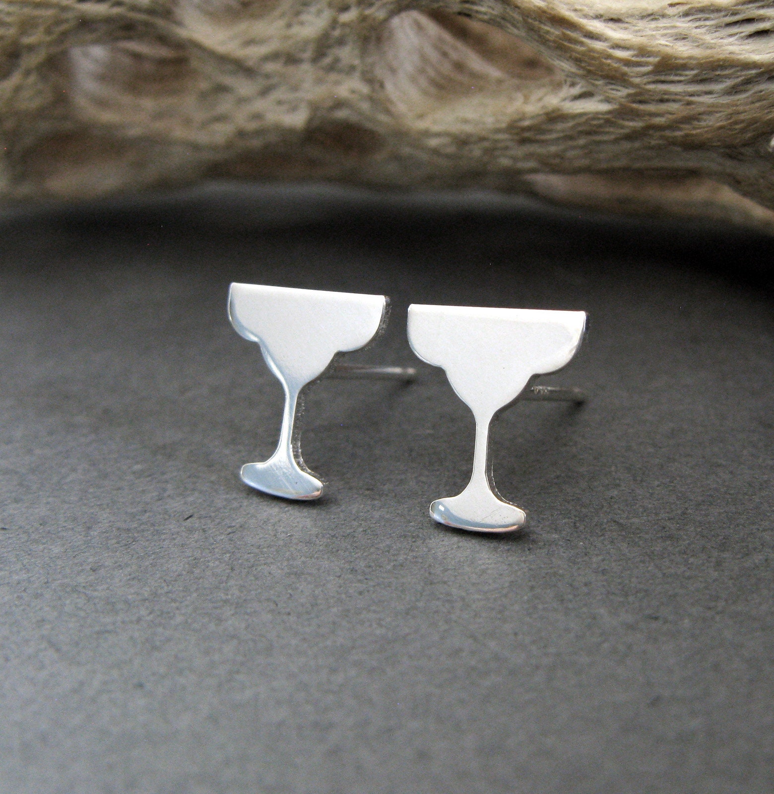Margarita glass cocktail stud earrings handmade in sterling Etsy