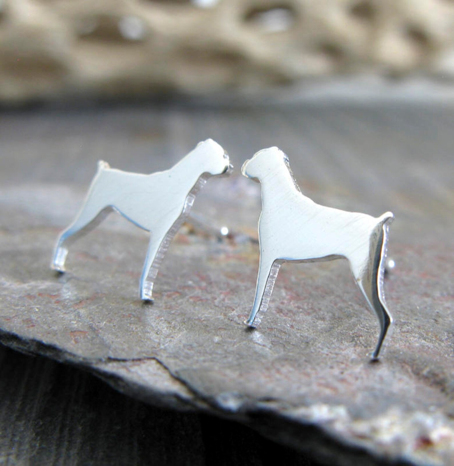 Boxer Dog Stud Earrings Handmade in Sterling Silver or 14k Etsy