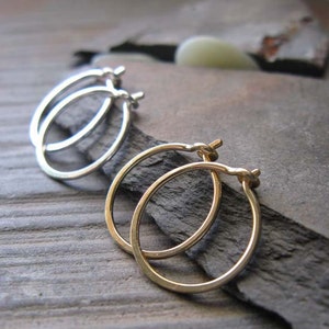 Minimalst tiny 1/2 hoop sleeper earrings artisan handmade in sterling silver, gold-filled, 14k gold, 18k gold, white gold, rose gold image 1