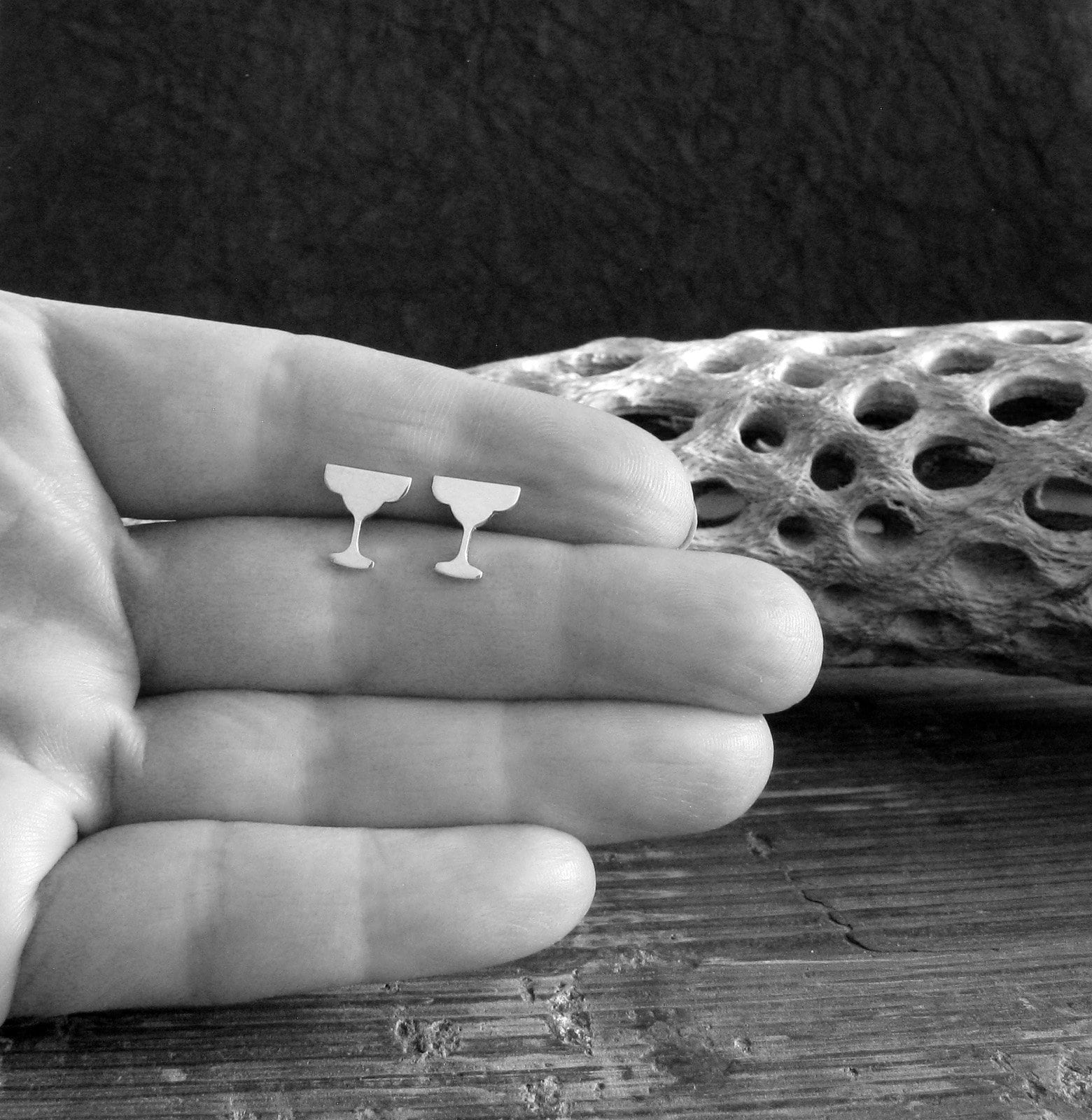 Margarita glass cocktail stud earrings handmade in sterling Etsy