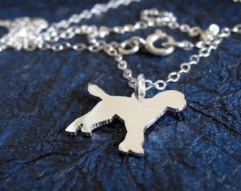 Litet halsband med hundhänge i sterlingsilver eller 14k guldfyllt