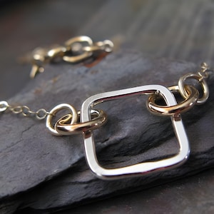 Gold filled und Sterling Silber Quadrat und Kreis Halskette