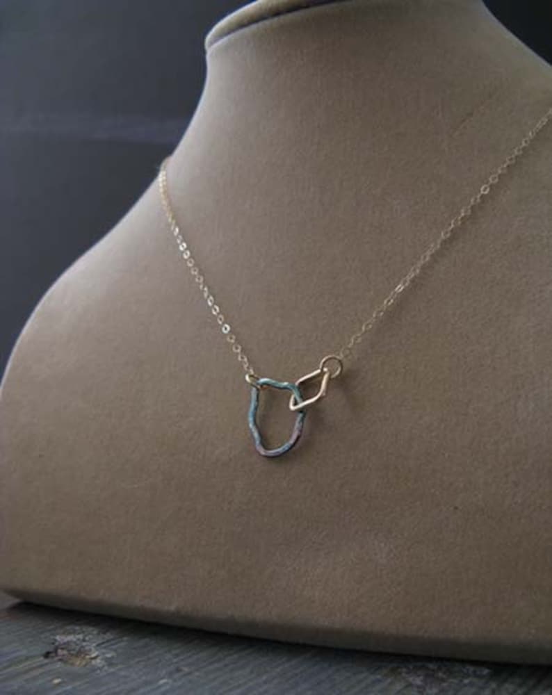 Minimalist Necklace. Dainty Mixed Metal Jewelry. Sterling Etsy