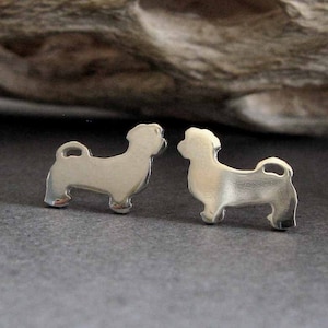 Shih Tzu dog stud earrings handmade in sterling silver or 14k gold