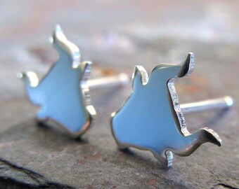 Clous d'oreilles taureau taureau faits main en argent sterling ou en or 14 carats