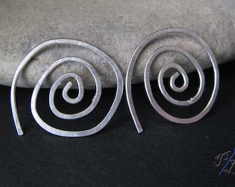 Small spiral hoop earrings handmade from 18 gauge sterling silver or 14k gold