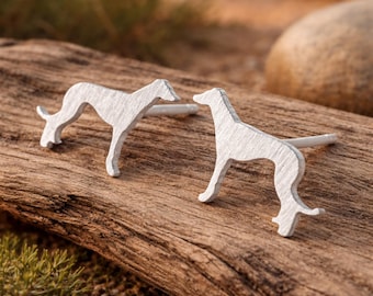 Små örhängen i sterlingsilver med greyhound-motiv