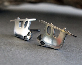 Sloth Animal stud earrings handmade in sterling silver
