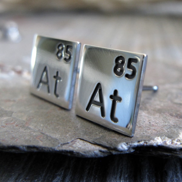 Periodic Table of Elements stud earrings handmade in sterling silver