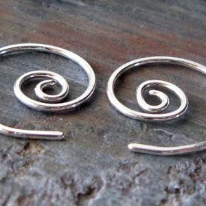 Dainty little spiral earrings minimalist jewelry handmade in sterling silver or 14k gold filled image 2