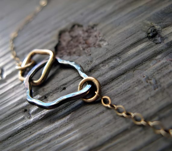 Minimalist Mixed Metal Necklace: Sterling Silver & 14k Gold-Filled