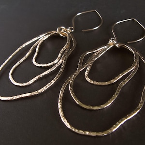 Gold or sterling silver freeform statement dangle earrings