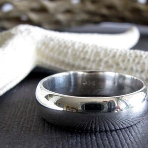 Sterling silver wedding ring. Artisan handmade 6mm domed band. Smooth polished finished. Classic jewelry. His or hers. image 2