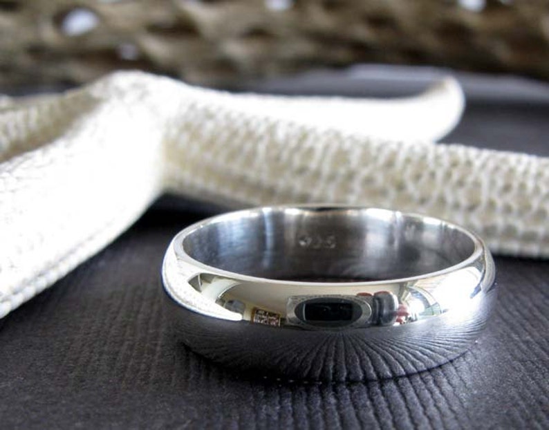 Sterling silver wedding ring. Artisan handmade 6mm domed band. Smooth polished finished. Classic jewelry. His or hers. image 2