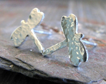 Dragonfly stud earrings handmade in sterling silver or 14k gold